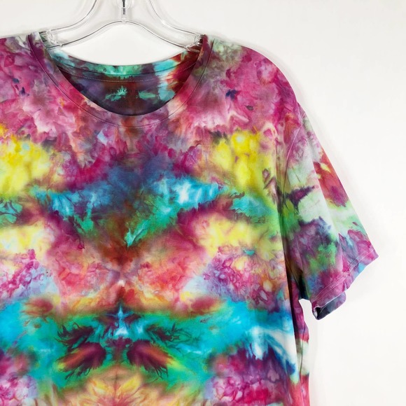 Structure XXL Top Tee Shirt Tie Dye Moulin Rouge Pink Blue Short Sleeve 1264 - Picture 7 of 8